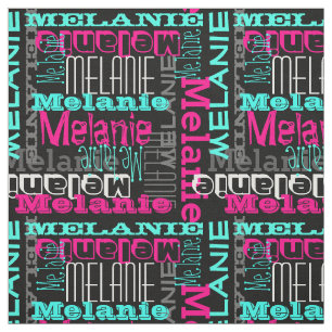 Pink Teal Name Custom Modern Collage Girls Fabric