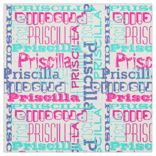 Pink Teal Name Modern Personalised Collage Girls Fabric