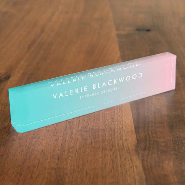 Pink Teal Ombre Gradient Nameplate (Side)
