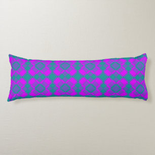 Pink Teal Purple Checker Argyle Pattern Body Cushion