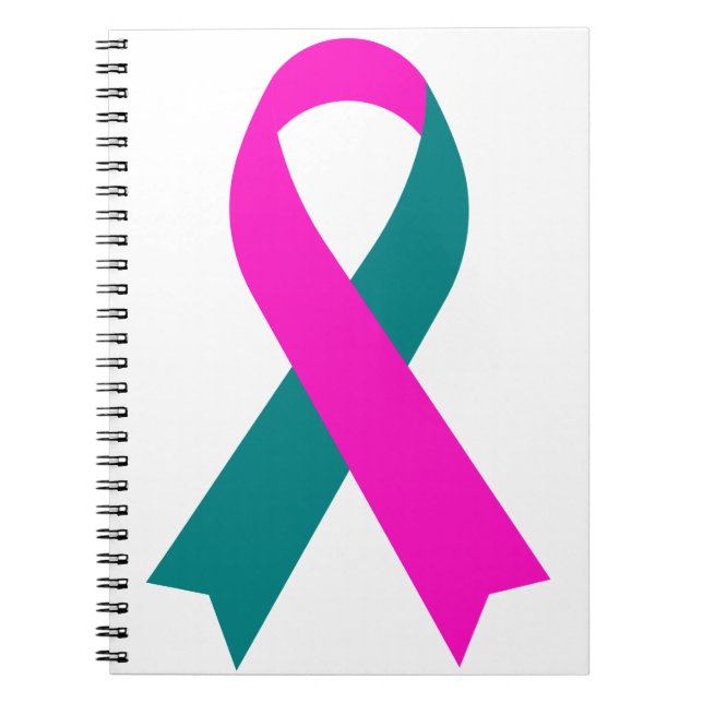 Pink & Teal Ribbon BRCA 1 & 2 Hereditary  Notebook (Front)