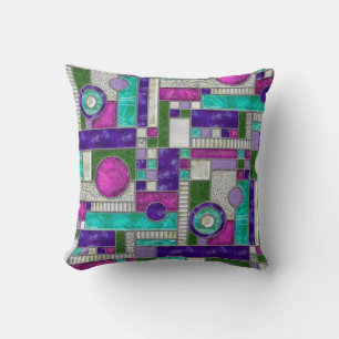 Pink Teal Stained Glass Cushion