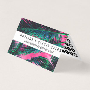 Pink Teal Tropical Summer Palm Tree Fronds Business Card