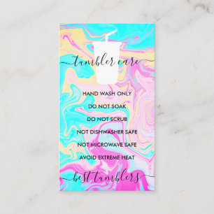 Pink Teal Tumbler care instructions ombré vinyl Business Card