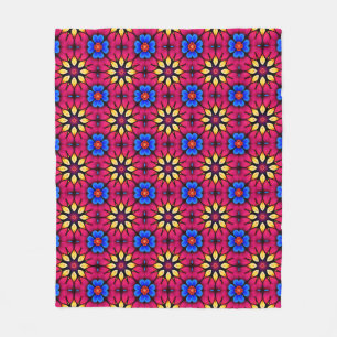 Pink & Teal Vintage Mediterranean Style  Fleece Blanket