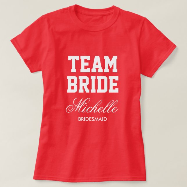 Pink Team Bride bridal party football jersey shirt (Design Front)