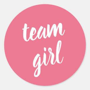 Pink Team Girl Baby Shower Gender Reveal Classic Round Sticker