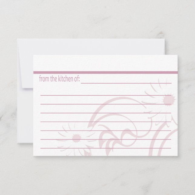Pink Teapot and Daisy Recipe Cards (Front)