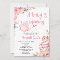 Pink Teapot Floral Baby is Brewing Baby Shower