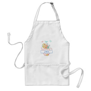 Pink Teapot with Flowers & Butterflies Standard Apron