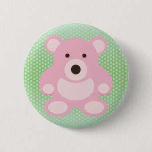 Pink Teddy Bear 6 Cm Round Badge