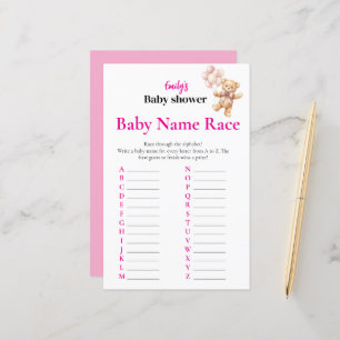 Pink Teddy Bear Baby Shower Baby Name Race Game
