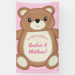 Pink Teddy Bear Baby Shower Banner