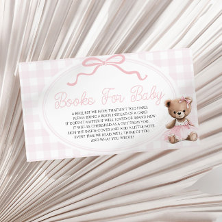 Pink Teddy Bear Baby Shower Books For Baby Enclosure Card