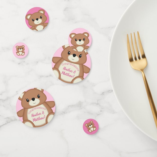 Pink Teddy Bear Baby Shower Confetti (Group)