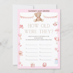 Pink Teddy Bear Baby Shower - Editable Name, 5x7 Invitation
