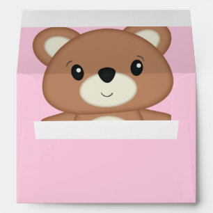 Pink Teddy Bear Baby Shower Envelope