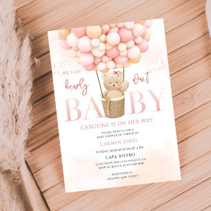 Pink Teddy Bear Baby Shower Invitation