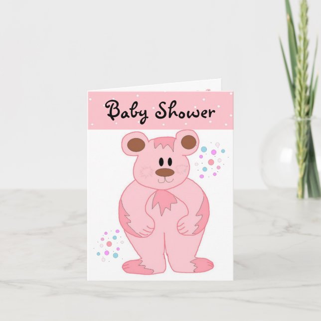 Pink Teddy Bear Baby Shower Invitation (Front)