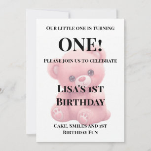 Pink Teddy Bear Baby Shower Invitation