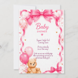 Pink Teddy Bear Baby Shower Party 🧸 Invitation