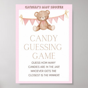 Pink Teddy Bear Baby Shower Sign