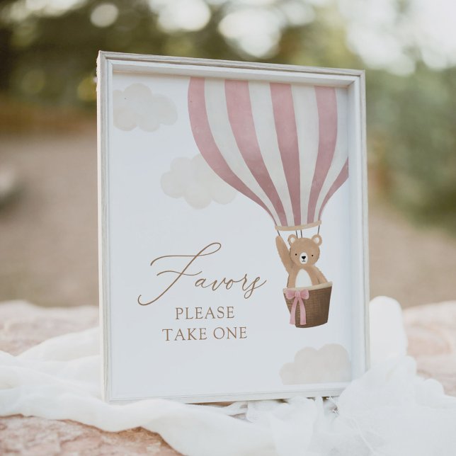 Pink Teddy Bear Balloon Baby Shower Favours Sign (Creator Uploaded)