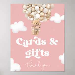 Pink Teddy Bear Balloons Cards and Gifts Poster