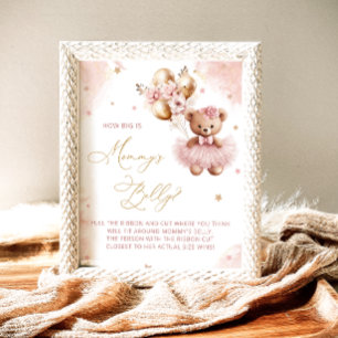 Pink Teddy Bear Balloons How big is Mummy's Belly Poster