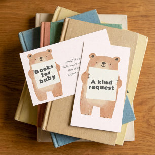 Pink teddy Bear Books for baby Request Enclosure Card