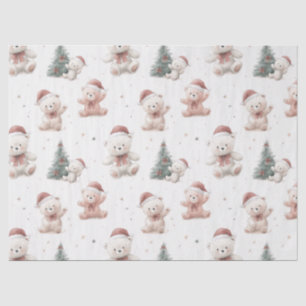 Pink Teddy Bear Christmas  Tissue Paper