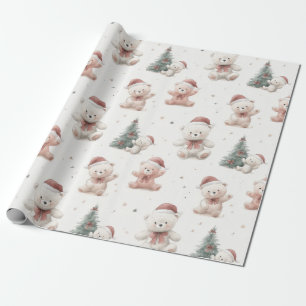 Pink Teddy Bear Christmas  Wrapping Paper