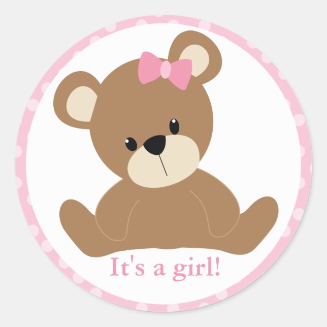 Pink Teddy Bear Classic Round Sticker (Front)