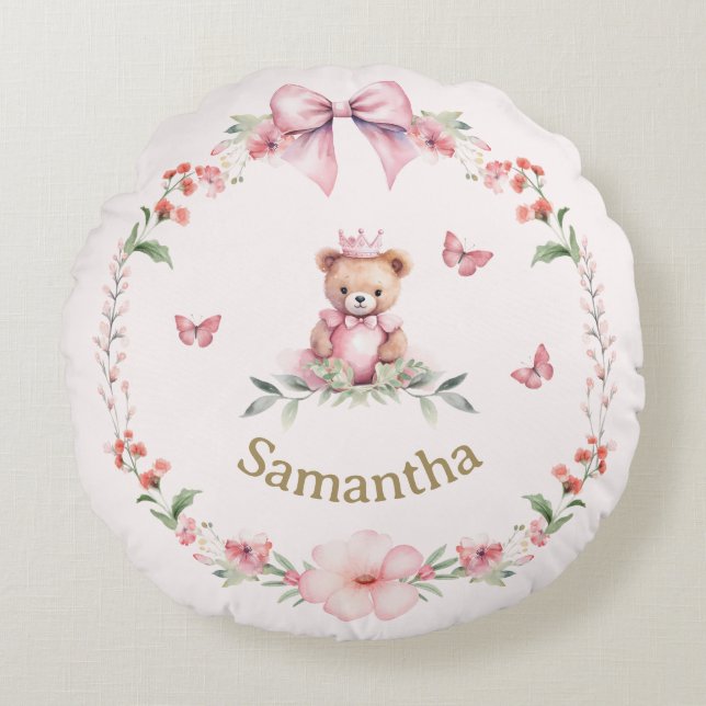 Pink Teddy Bear Fantasies   Round Cushion (Front)