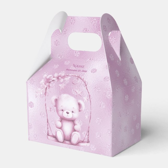 Pink Teddy Bear Favour Box (Front Side)