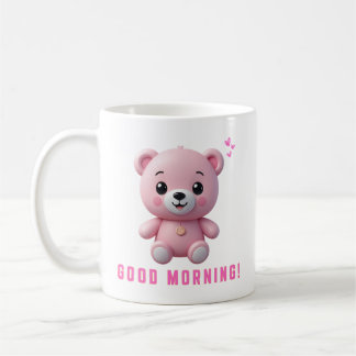 Pink Teddy Bear Good Morning Mug | Cute Gift for K