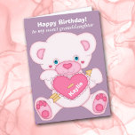 Pink Teddy Bear Granddaughter Birthday Card<br><div class="desc">You may personalize this darling birthday card from a grandparent to a granddaughter. The front features a cartoon pink teddy bear holding a bright pink heart with an arrow through it. Your child's name is in white on the heart. The top of the front says Happy Birthday! to my sweet...</div>