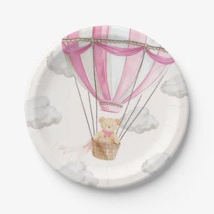 Pink Teddy Bear Hot Air Balloon Paper Plate