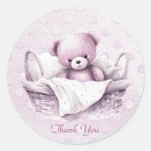 Pink Teddy Bear in Basket Sticker
