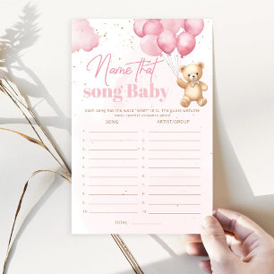 Pink Teddy bear Name that song baby shower game