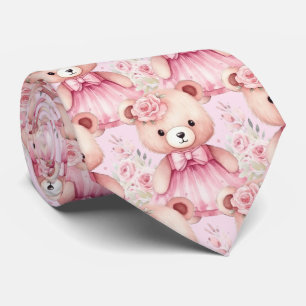 Pink Teddy Bear Neck Tie