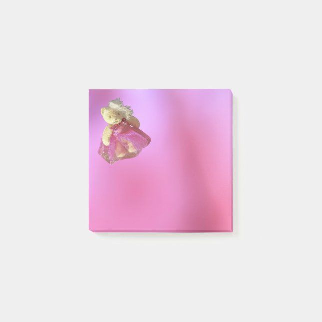 Pink teddy bear party animal post-it notes (Front)