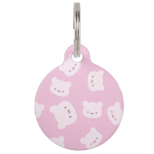 Pink Teddy Bear Pattern Pet Tag