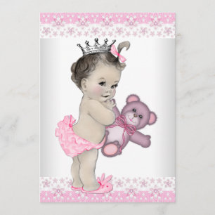 Pink Teddy Bear Princess Baby Shower Invitation