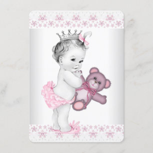 Pink Teddy Bear Princess Baby Shower Invitation