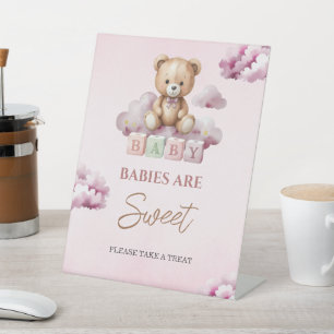 Pink Teddy Candy Stars Babies Are Sweet Baby Pedestal Sign