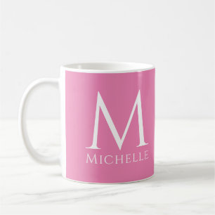 Pink Template Monogram Initial Name Customizable Coffee Mug