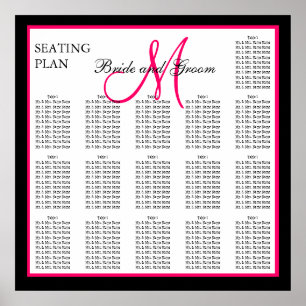 Pink Template Monogram Wedding Seating Chart