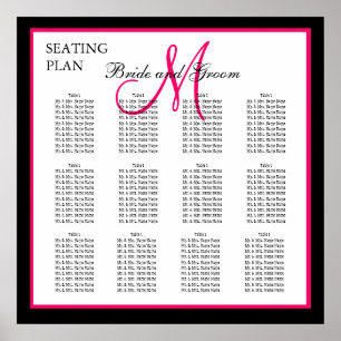 Pink Template Monogram Wedding Seating Chart