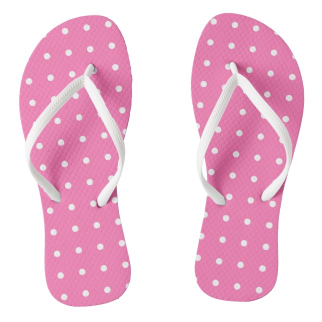 Pink Template White Dots Rustic Pattern Design Flip Flops (Footbed)